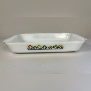 Vintage Fire King Casserole 1960s Anchor Hocking  1.5 QT SUMMERFIELD FLOWERS